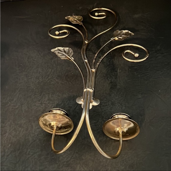 Home Interiors Accents Brass Two Candle Wall Scounce Vintage Home